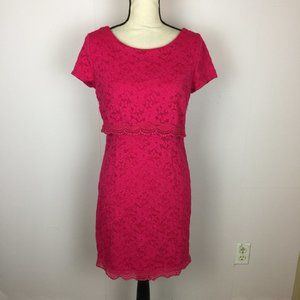 Laundry By Shelli Segal Mini Sheath Dress Sz 6 Womans Pink Crochet Lace Overlay